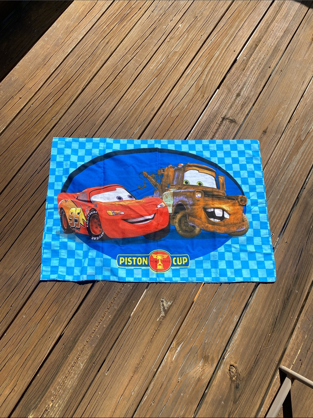 Disney Pixar Cars Pillowcase - Blue with Lightning McQueen & Mater